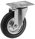 Промышленное усиленное колесо 160 мм (площадка, поворотное, черная резина, роликоподшипник) - SRC 63